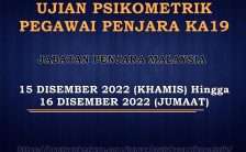 Ujian Psikometrik Pegawai Penjara Gred KA19