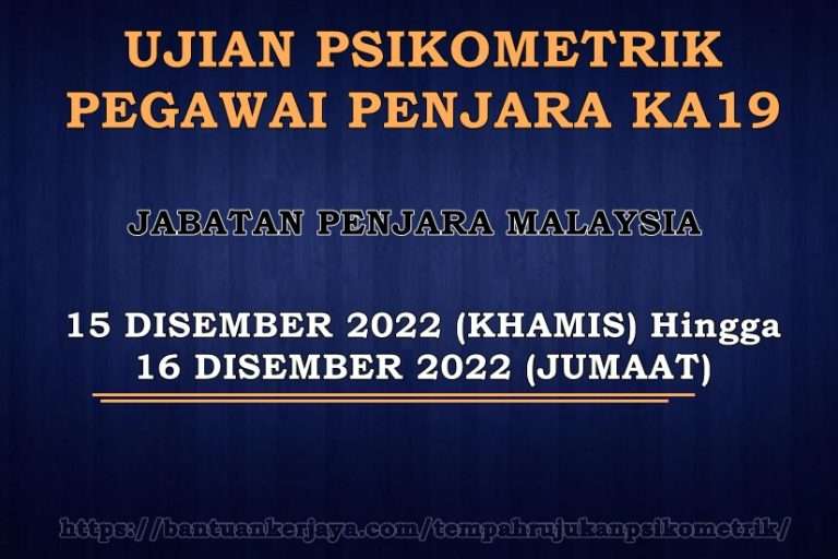 Ujian Psikometrik Pegawai Penjara Gred KA19