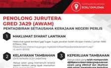 Penolong Jurutera Gred JA29 (Awam) Negeri Perlis 2023