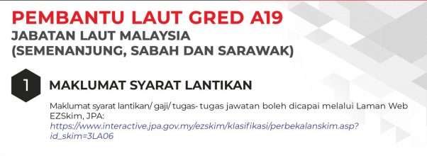 Pembantu Laut Gred A19 Jabatan Laut Malaysia 2023