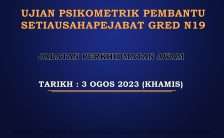 Ujian Psikometrik Pembantu Setiausaha Pejabat Gred N19 JPA 2023