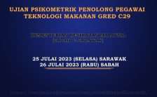 Ujian Psikometrik Penolong Pegawai Teknologi Makanan Gred C29 2023 sabah sarawak