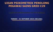 Ujian Psikometrik Penolong Pegawai Sains Gred C29 DVS 2023