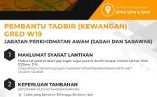 Pembantu Tadbir Kewangan Gred W19 JPA 2024