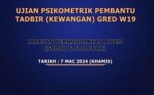 Ujian Psikometrik Pembantu Tadbir (Kewangan) Gred W19 JPA 2024 Sabah dan Sarawak