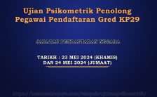 Ujian Psikometrik Penolong Pegawai Pendaftaran Gred KP29 2024