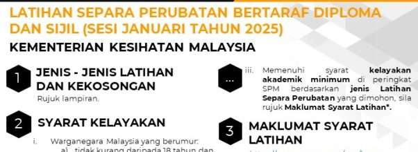 Kekosongan Latihan Separa Perubatan Bertaraf Diploma Dan Sijil Sesi Januari Tahun 2025