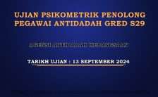 Ujian Psikometrik Penolong Pegawai Antidadah Gred S29 AADK 2024